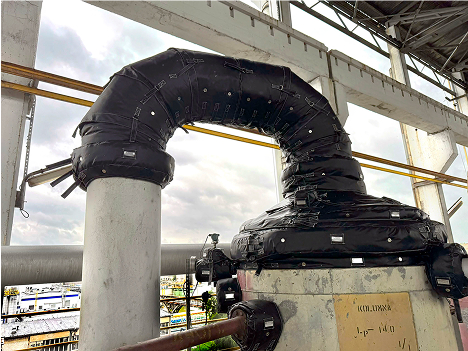 ATEX antistatic blanket and jacket insulation installed on tank top and connected piping