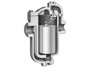 Mechanical steam trap in an industrial steam system with removable insulation