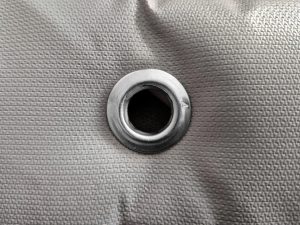 TAS removable insulation blanket with stainless steel testing grommet for steam trap inspection